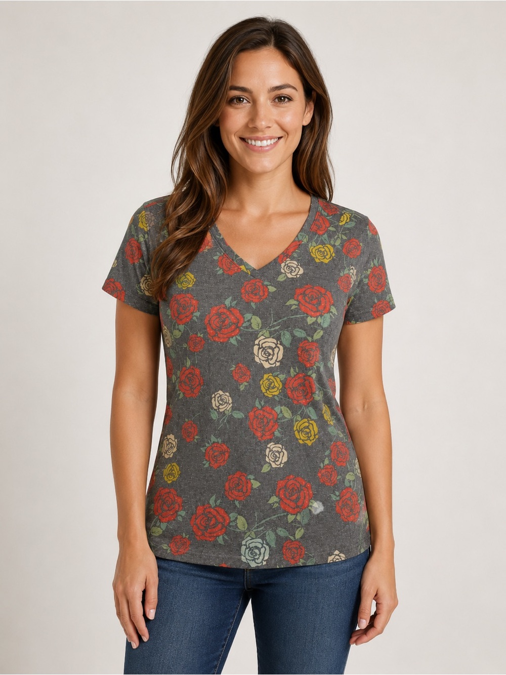 LuLaRoe Women’s Floral V-Neck T-Shirt skuc